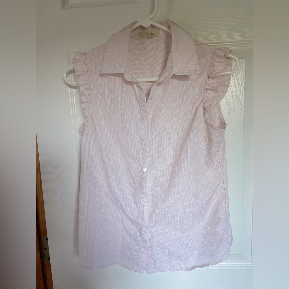 Love Notes Pink Sleeveless Button-Up Blouse - Size S